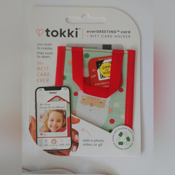 Tokki Reusable Gift Card Holder Mini Bag + Digital EverGREETING Card -Recycled - Picture 2 of 5
